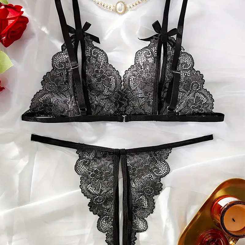 Black Hot Crotchless Sexy Wome - Sheer Bra Lace ulasan dan harga