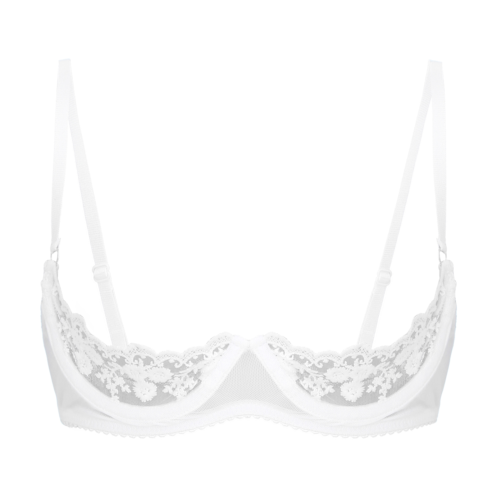 Women Sexy Half Cup Bras Open  - Sheer Mesh Bra ulasan dan harga