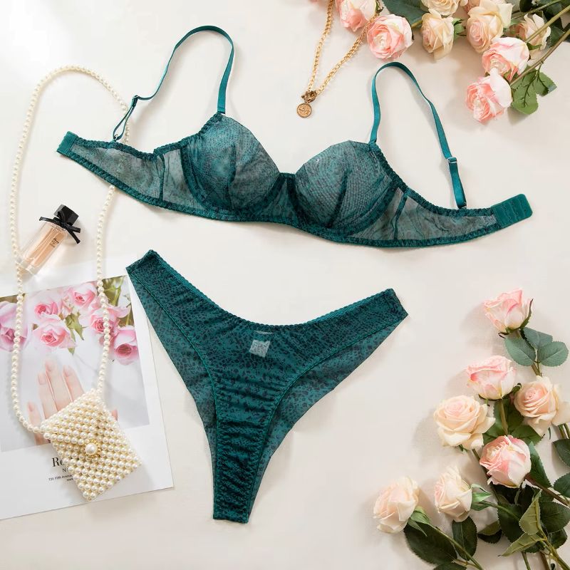 2pcs/Set Woman Lingerie Gather - Sheer Mesh Bra ulasan dan harga